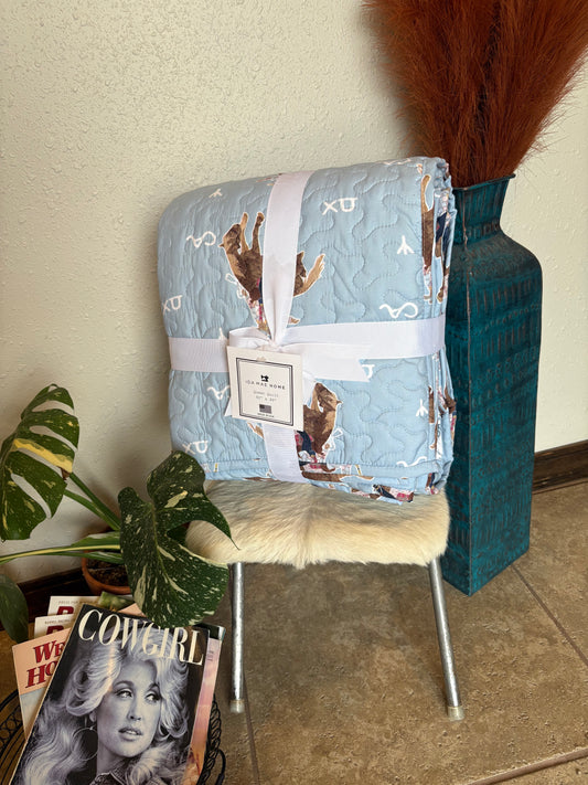 Casey Cowgirl Blue Patchwork Quilt *QUEEN