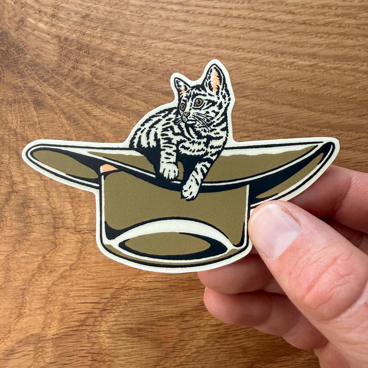 Kitten Cowboy Hat (Gold) - 3 Inch Matte Vinyl Western Cat Sticker