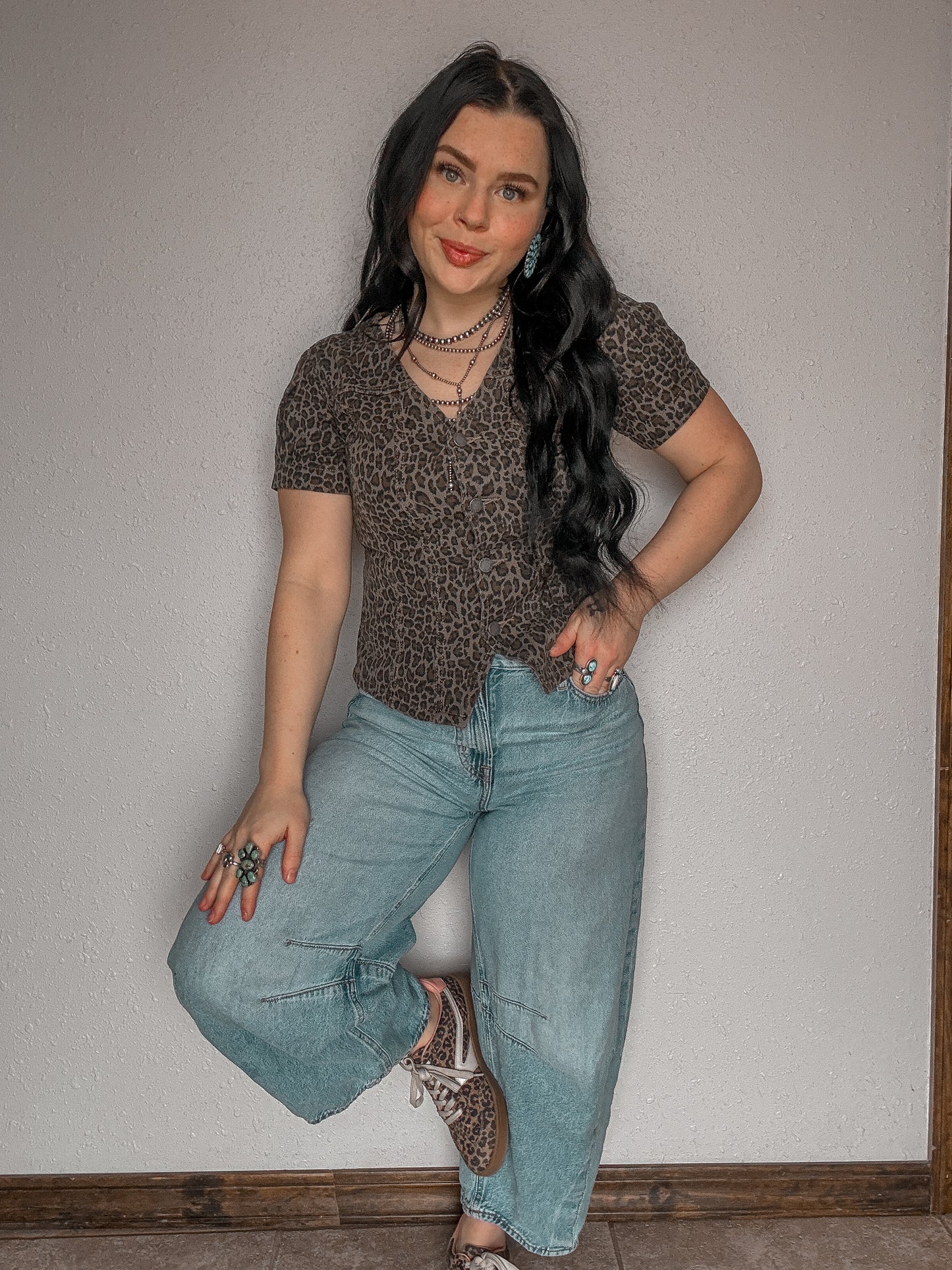 Leopard Luck Denim Top