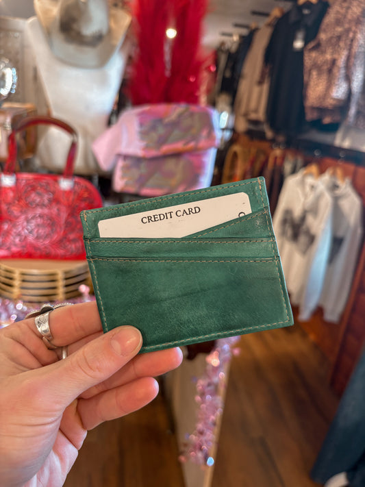 Turquoise Leather Card Holder