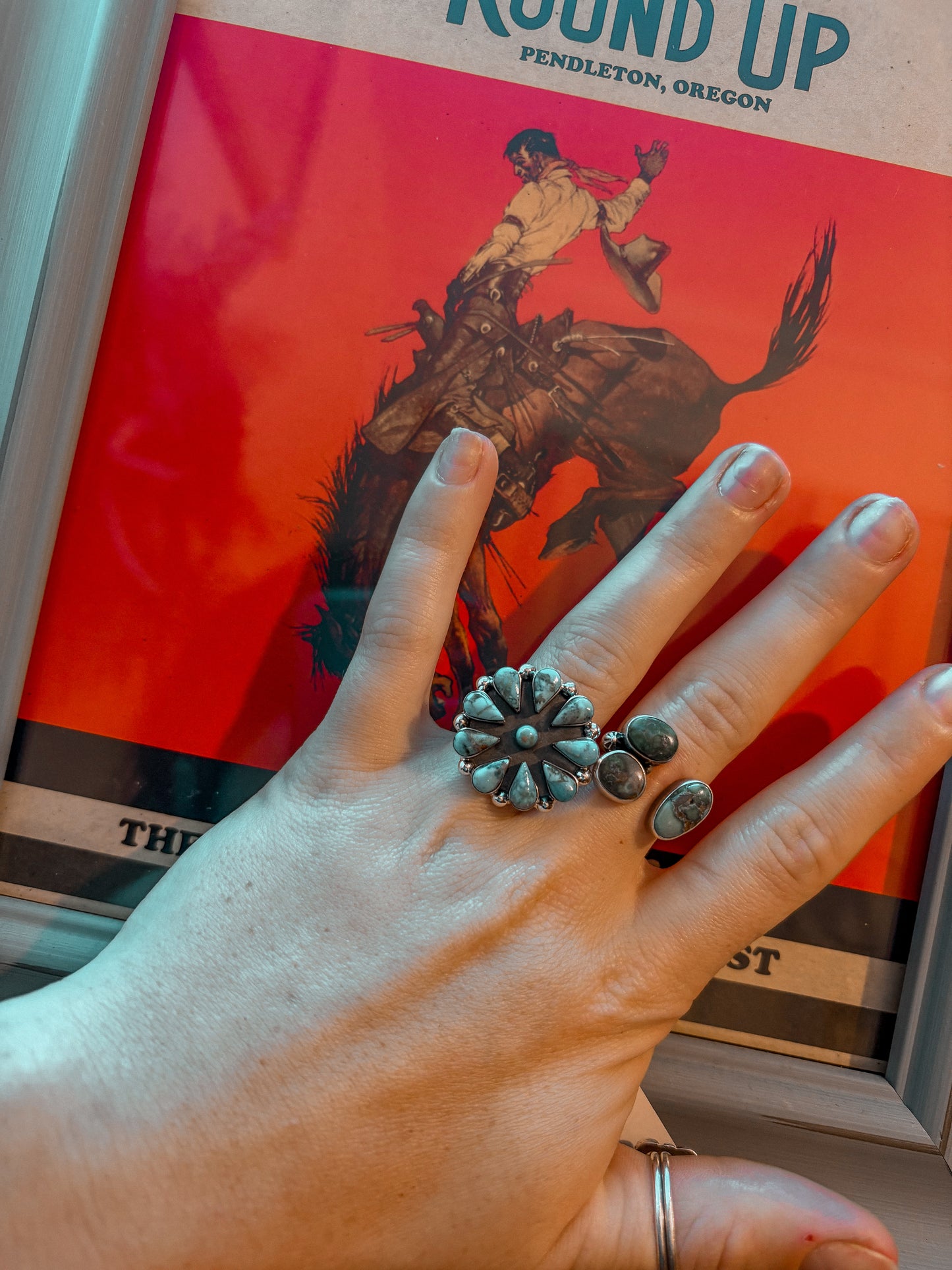 Adjustable Turquoise Cluster Ring