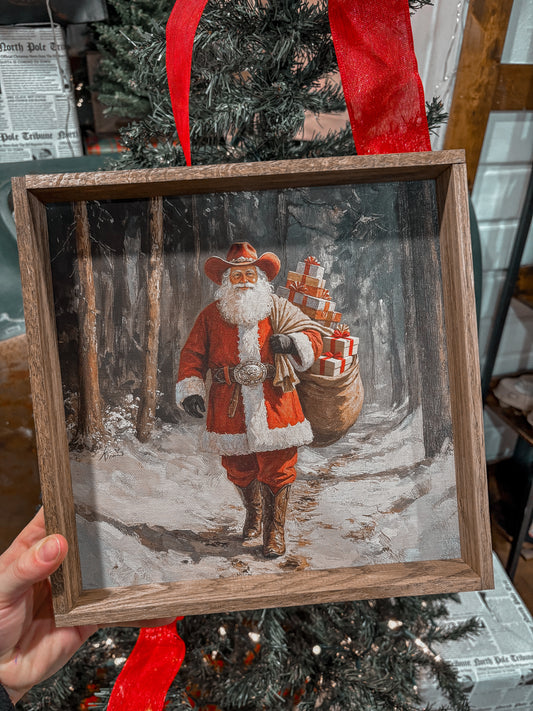 Santa Cowboy Framed Picture