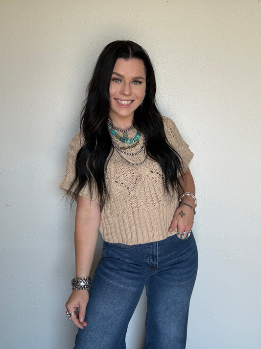 The Missy Cotton Crochet Top *Tan