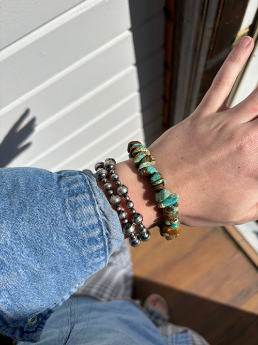 Chunky Royston Turquoise Stretch Bracelet