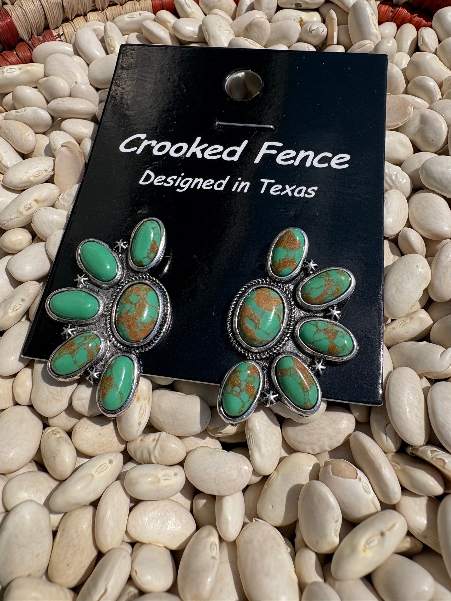 Half Cluster Turquoise Studs *Green