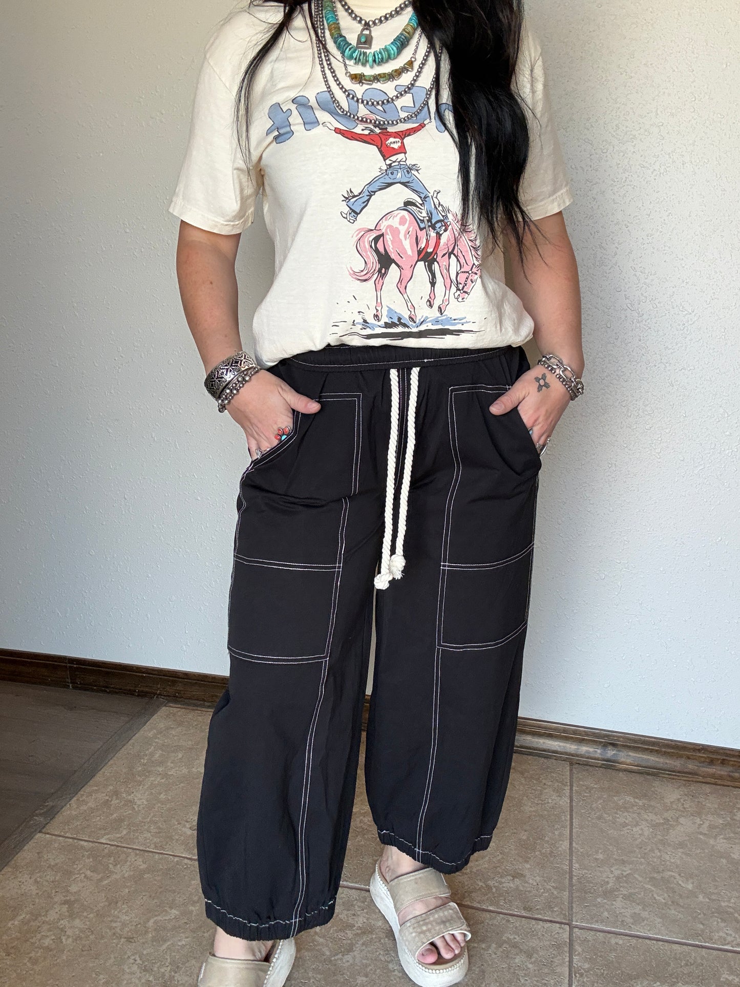 Barrel Shaped Cotton Pants