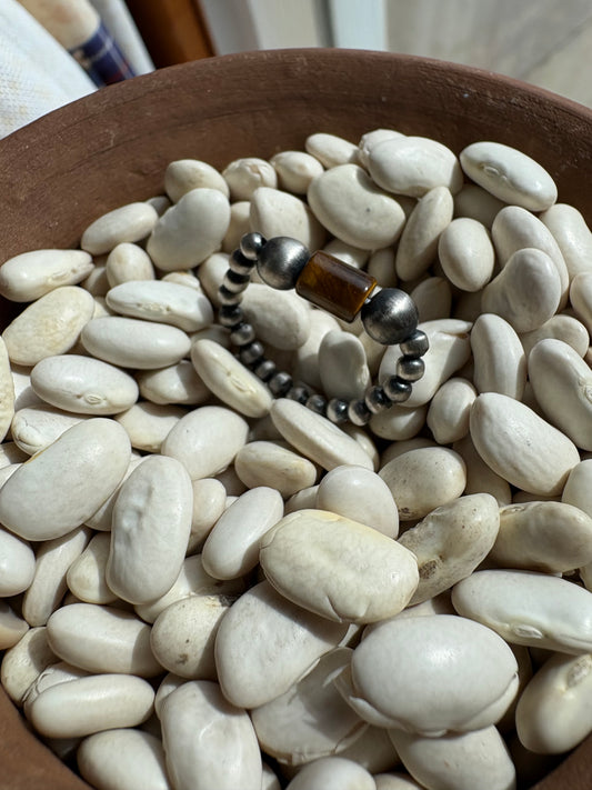 Tiger Eye & Sterling Silver Stretch Bracelet