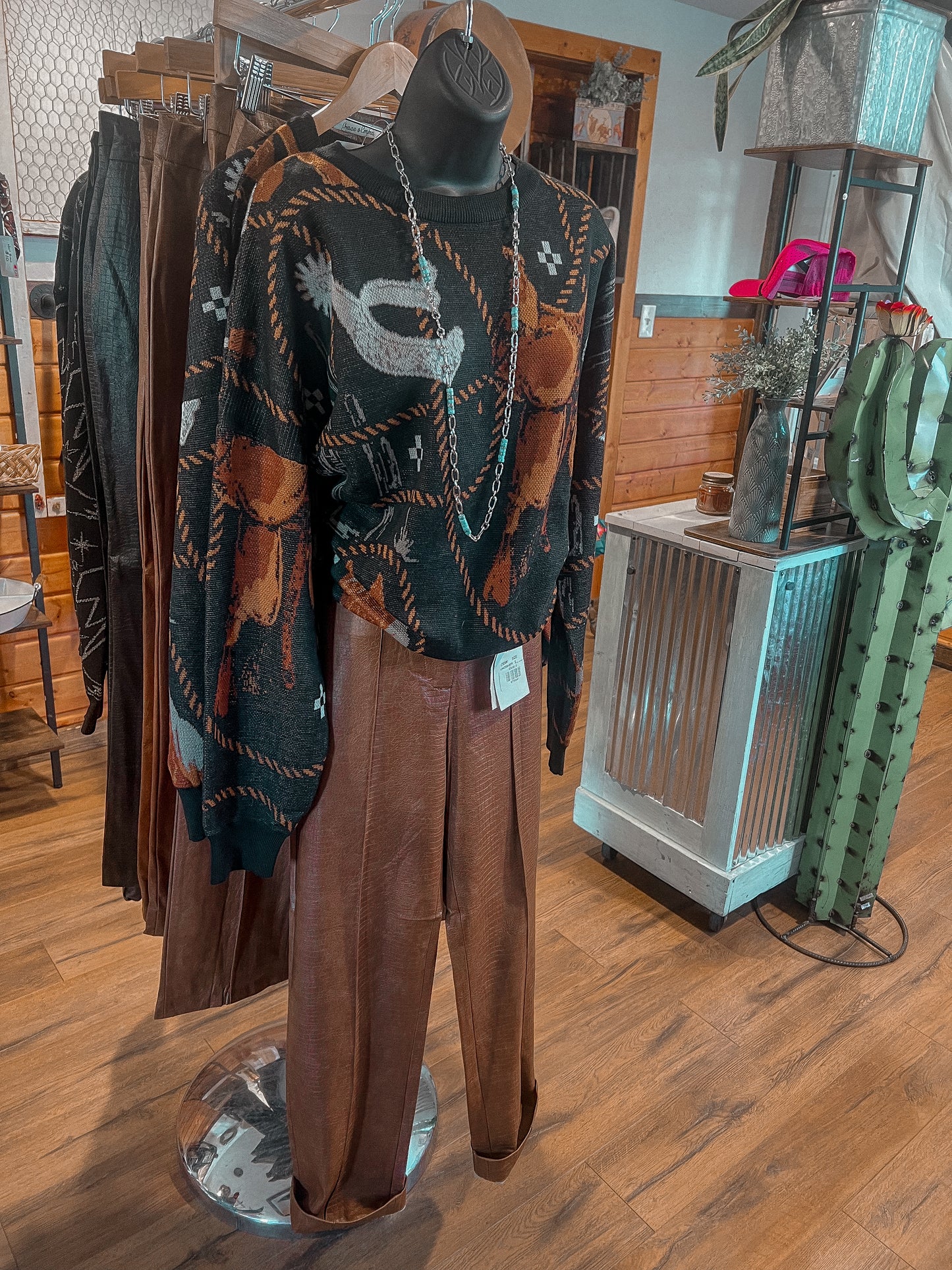 Leather Snake Print Pants *Brown