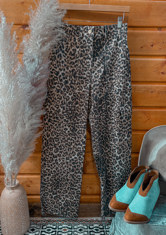 Leopard Cropped Cargo Pants