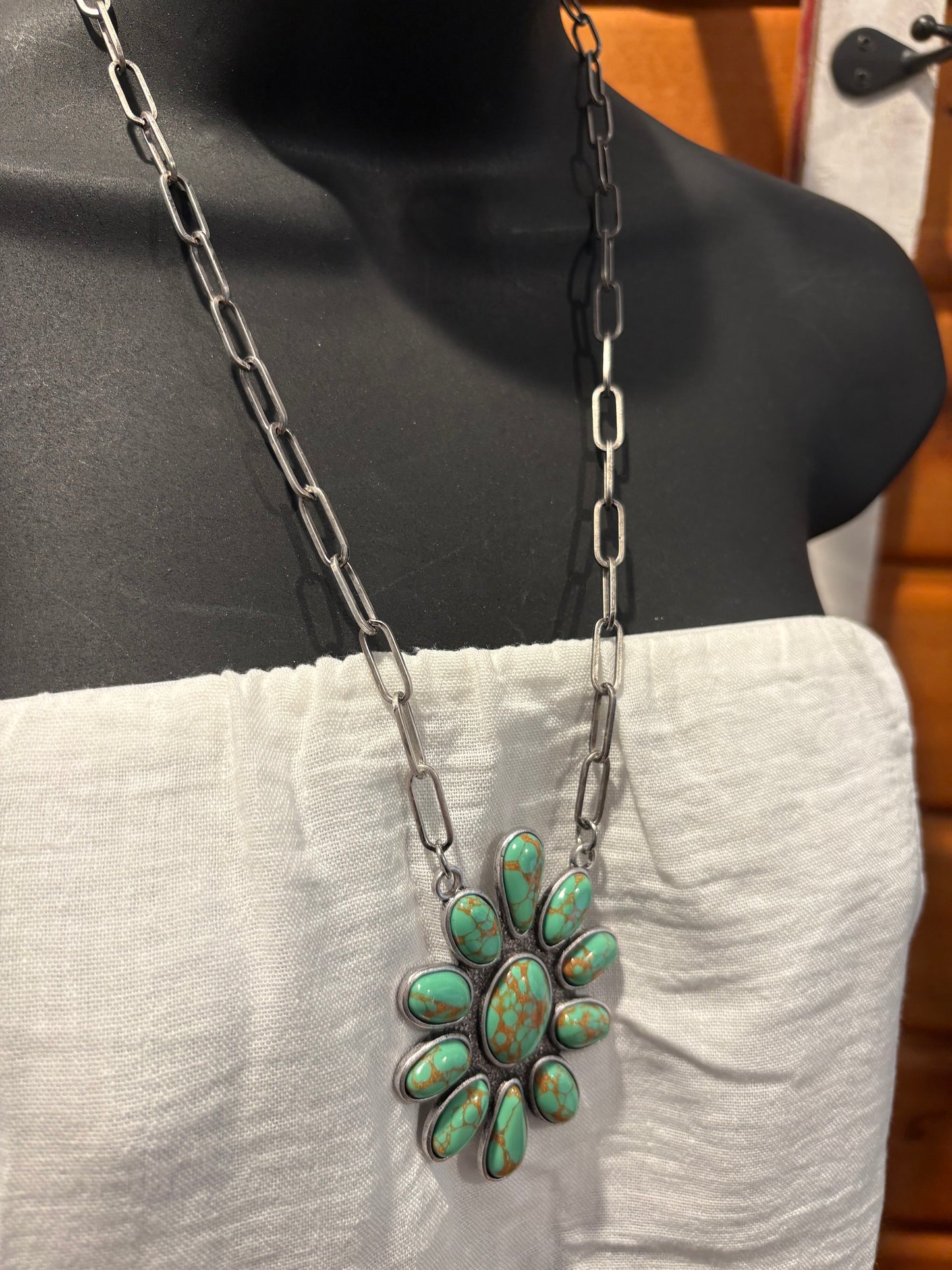 Flower Chain Necklace *Green Turquoise