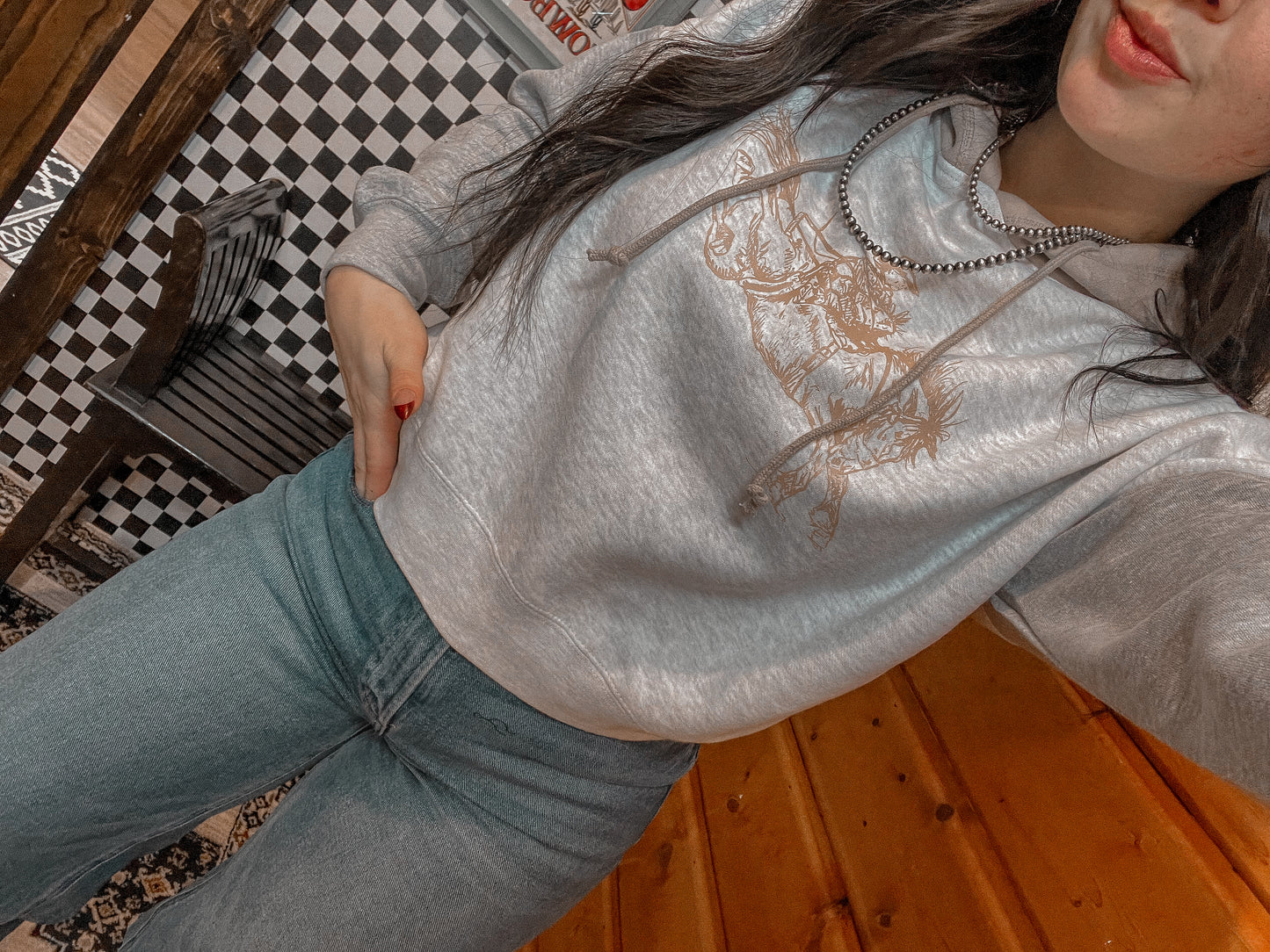 Kick Your Heels Up Tri-Color Hoodie