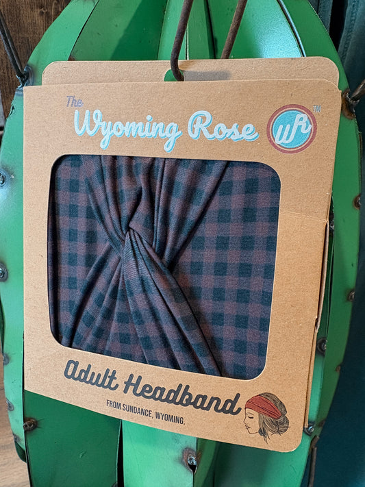 Gingham Brown & Black Headband