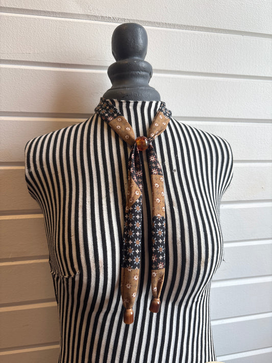 Navy & Brown Beaded Twilly