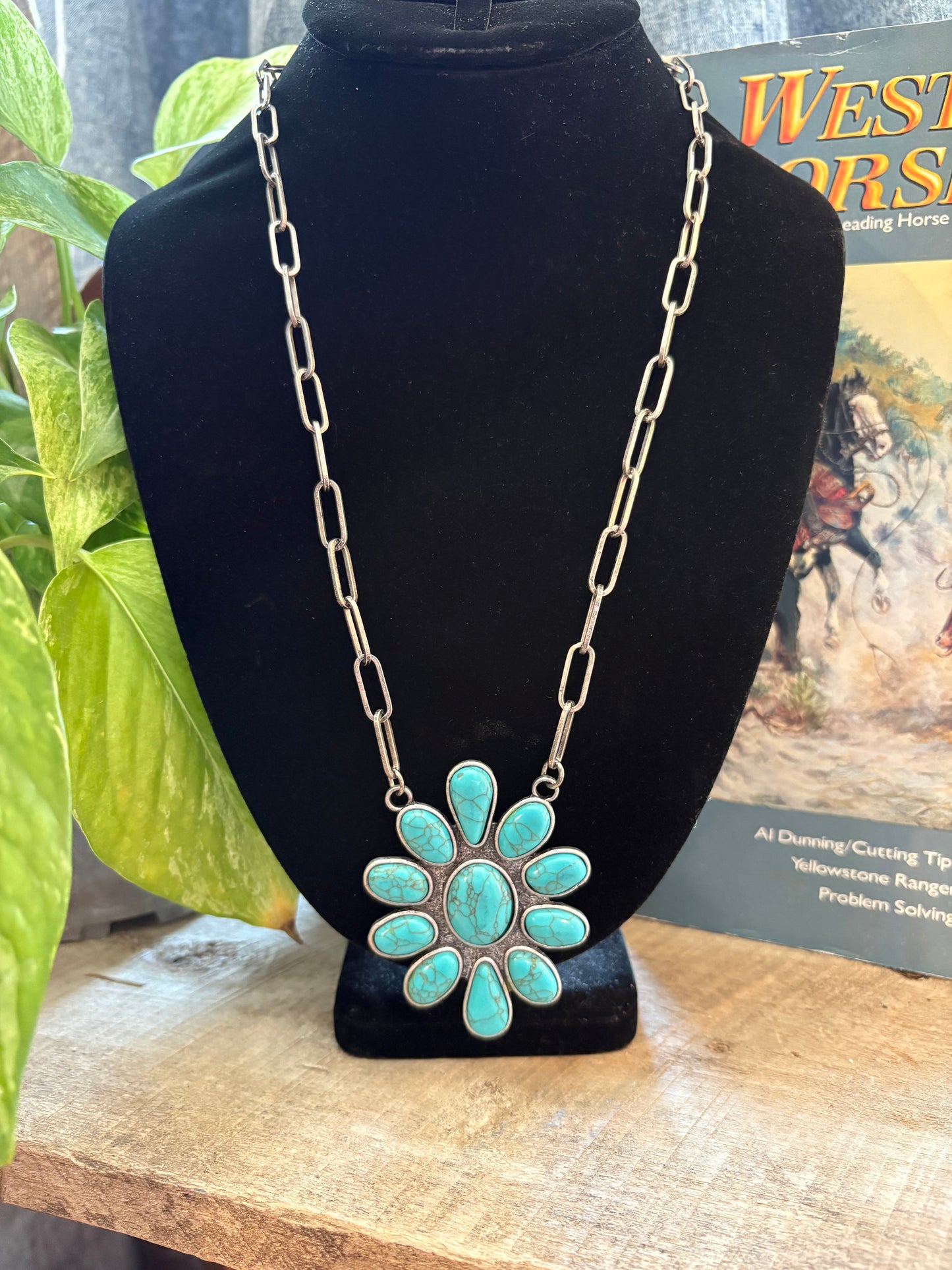 Flower Chain Necklace *Turquoise