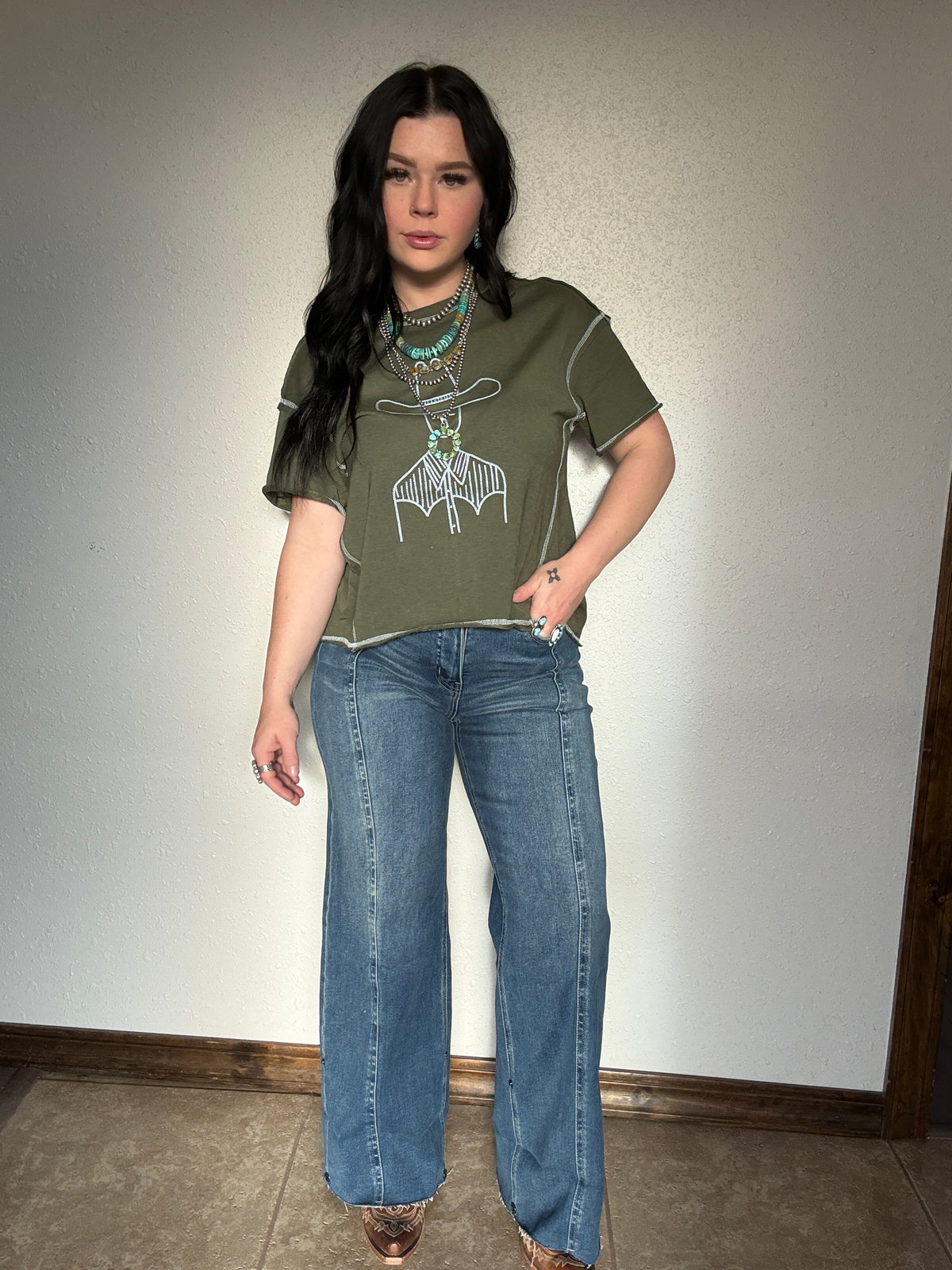 INSEAM TRANSFORM HIGH RISE TUMMY CONTROL A-WIDE JEANS: Dark wash