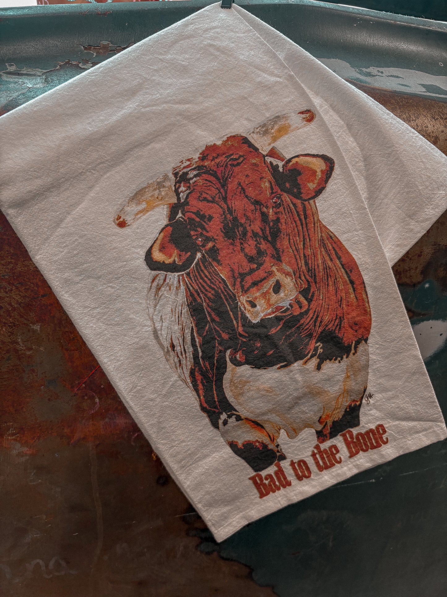 Cotton Dish Towel *Rodeo Bull