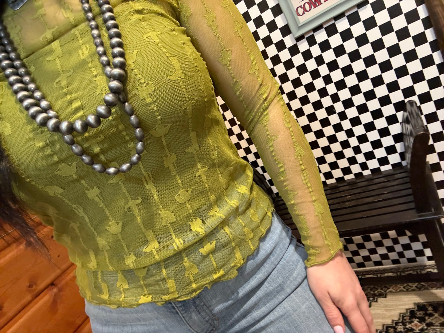 Lariat Lace Mesh w/ undershirt *AGAVE