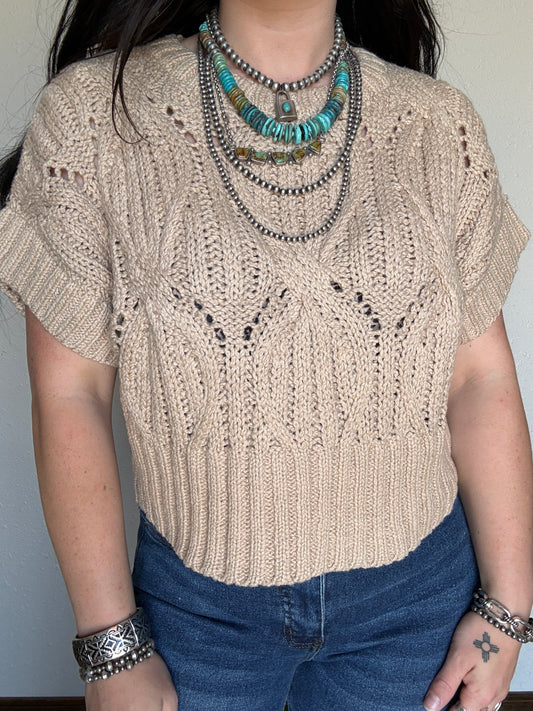 The Missy Cotton Crochet Top *Tan