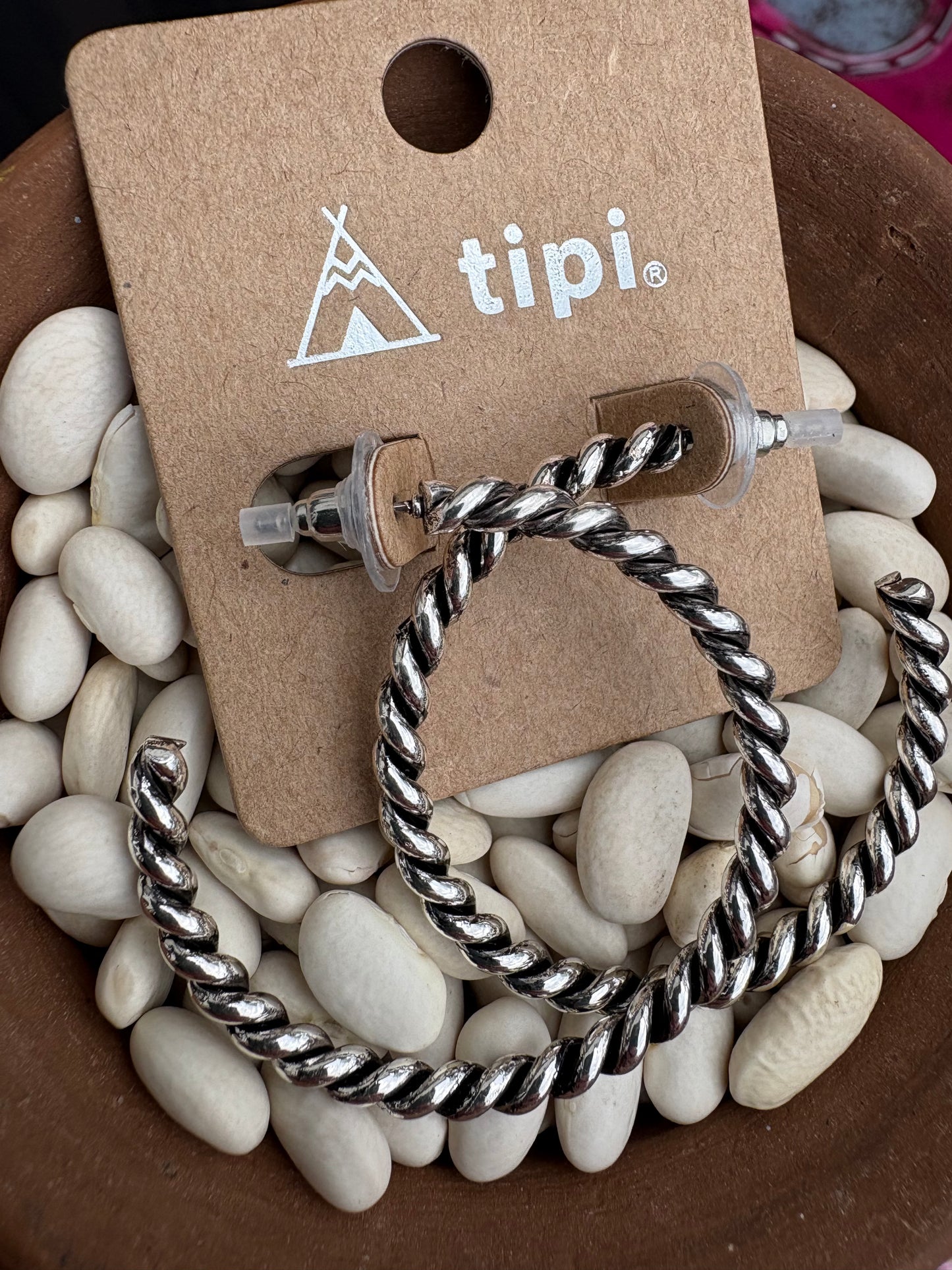 Medium Sized Twist Hoop Earrings