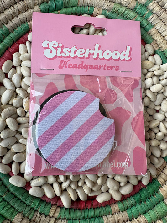 Pink Striped Car Coaster