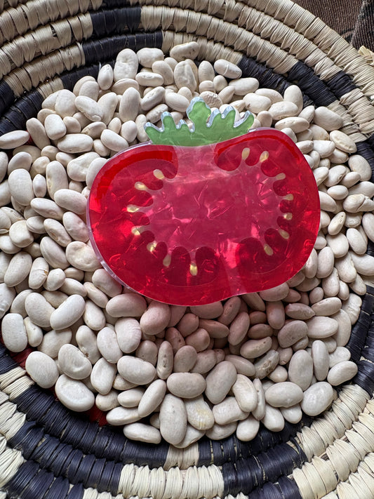 Red Tomato Slice Print Hair Claw Clip: Red