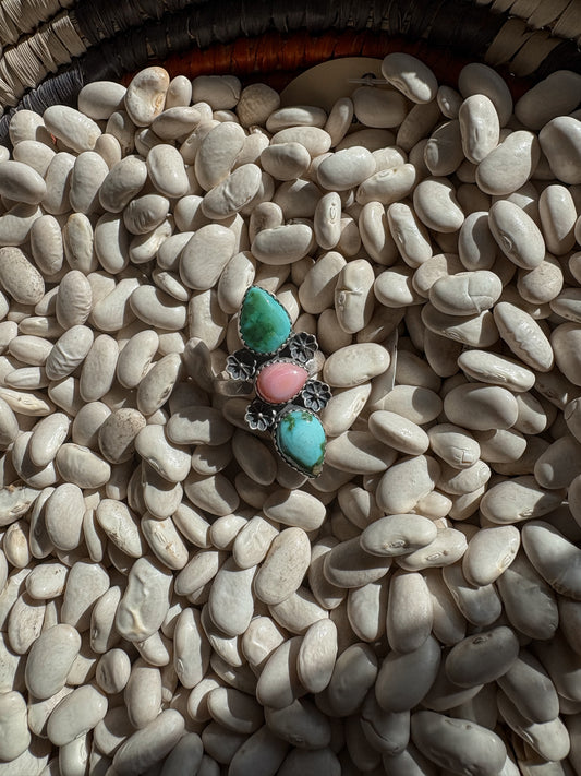 Pink Conch Sonoran Turquoise Ring