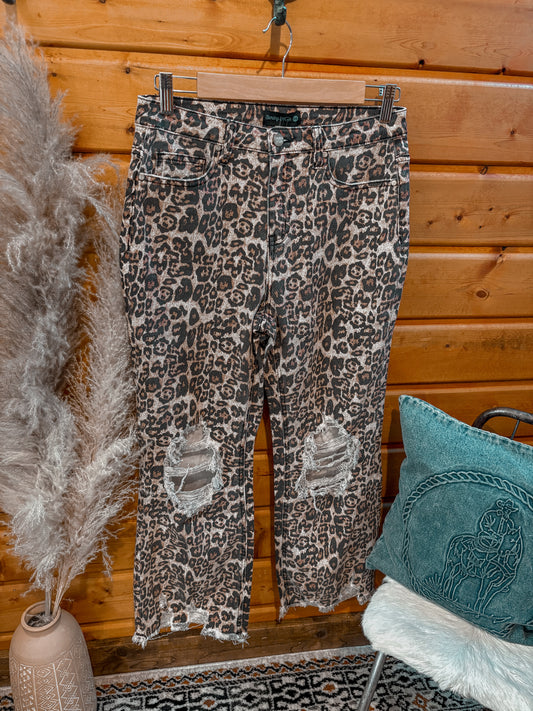 Distressed Leopard Pants