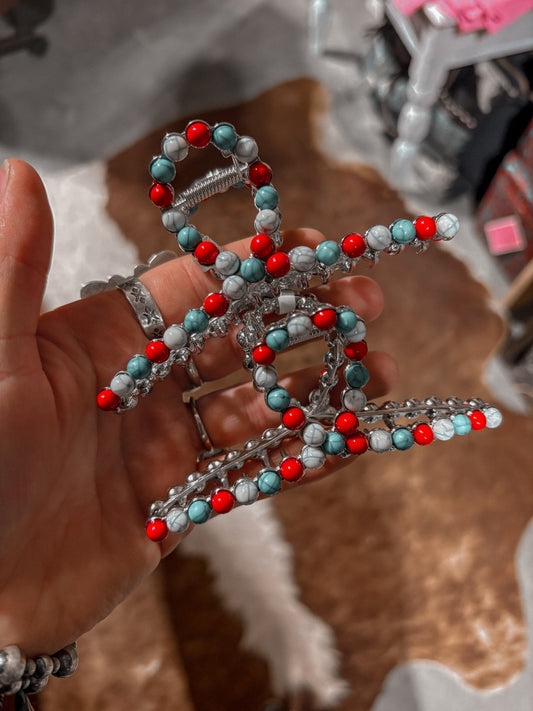 Red White & Blue Claw Clip