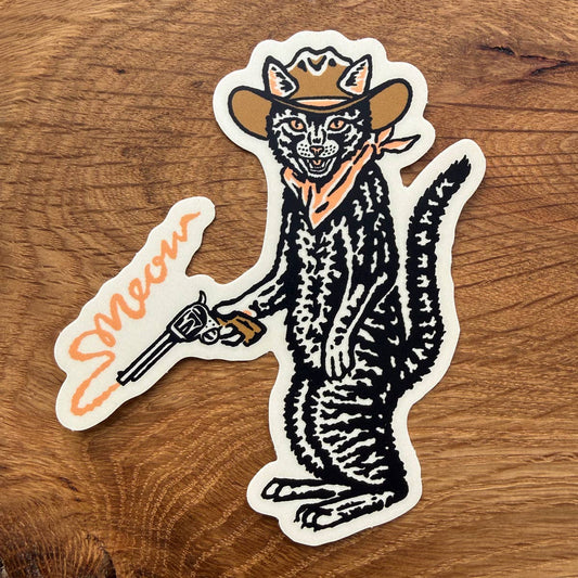 Bandit Cat - 4 Inch Matte Vinyl Western Cowboy Sticker