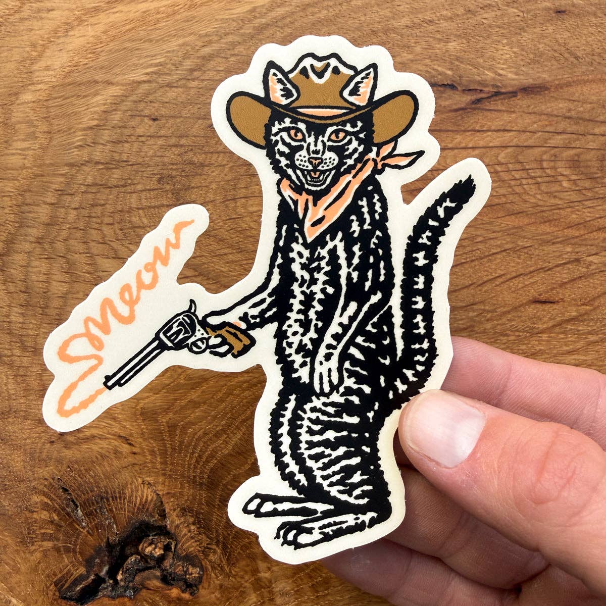 Bandit Cat - 4 Inch Matte Vinyl Western Cowboy Sticker