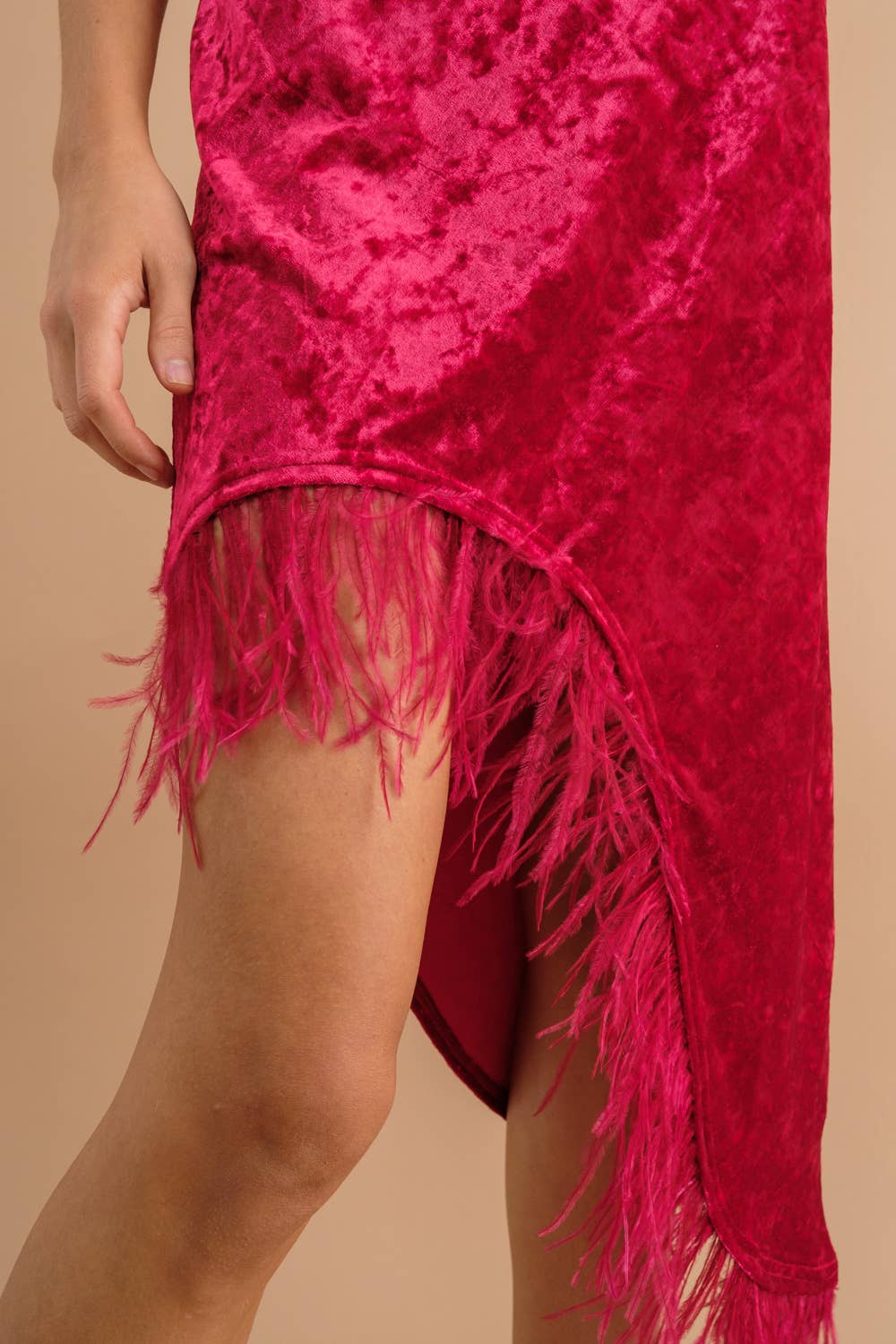 The Viva Las Vegas Velvet Sweetheart Feather Dress