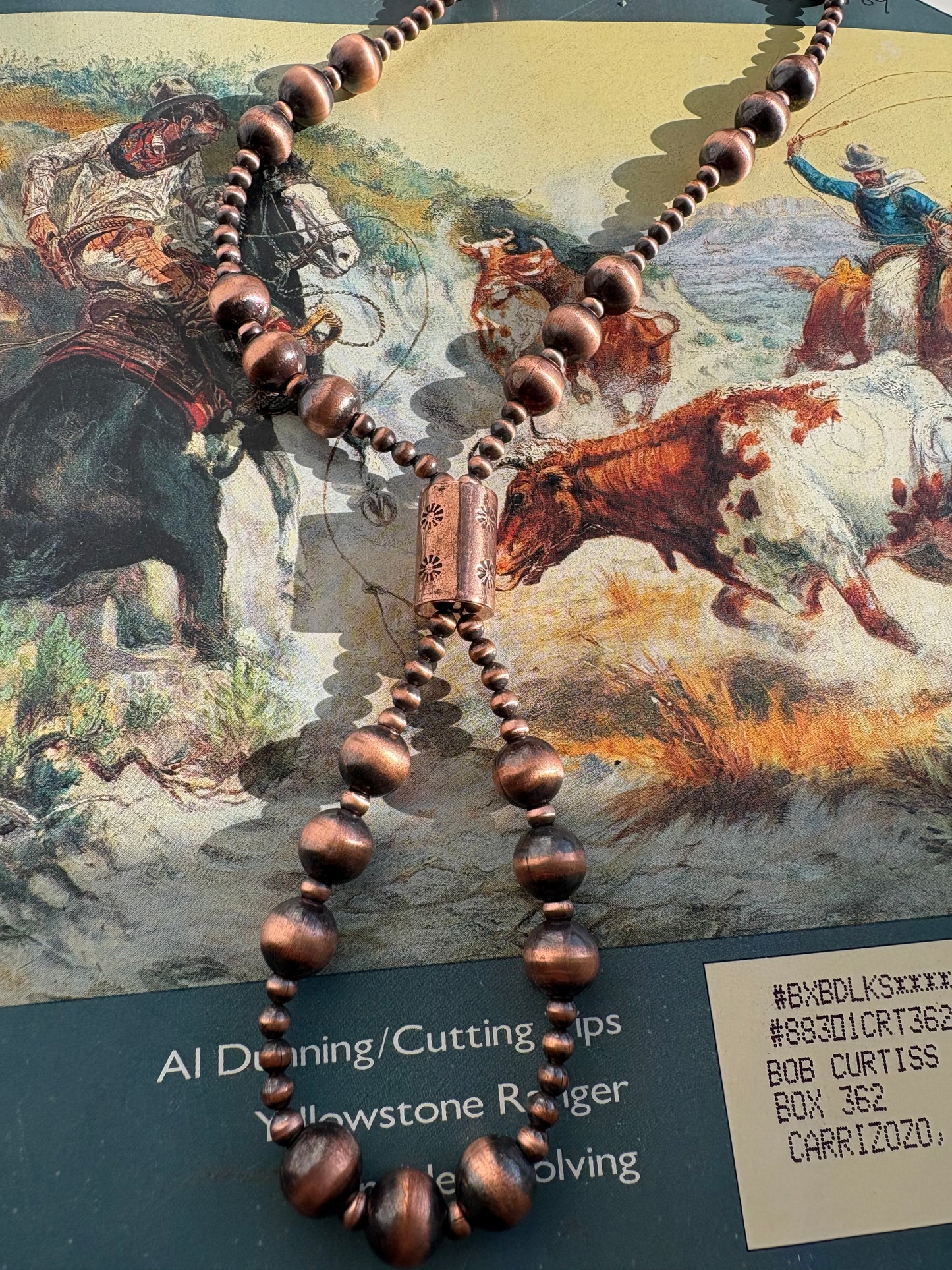 Copper Barrel Bead Lariat Necklace