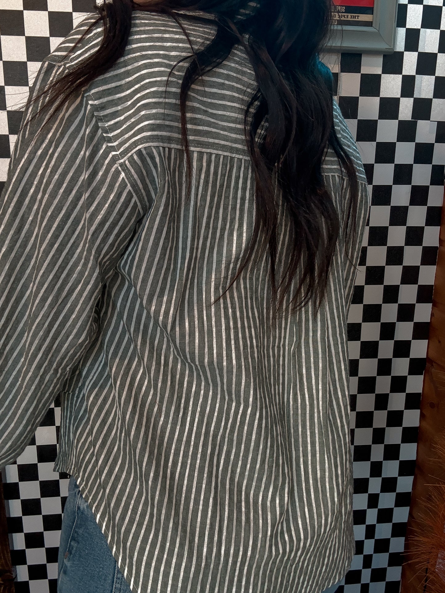 Green Stripe Button Down