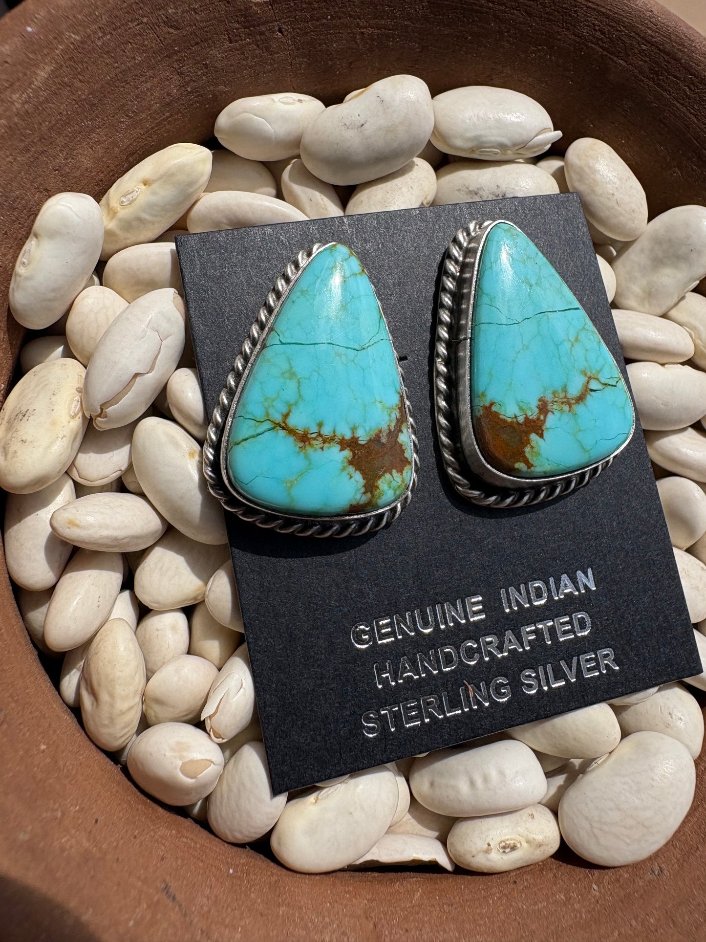 Large Mine 8 Turquoise Studs Native Made Chasity Belone