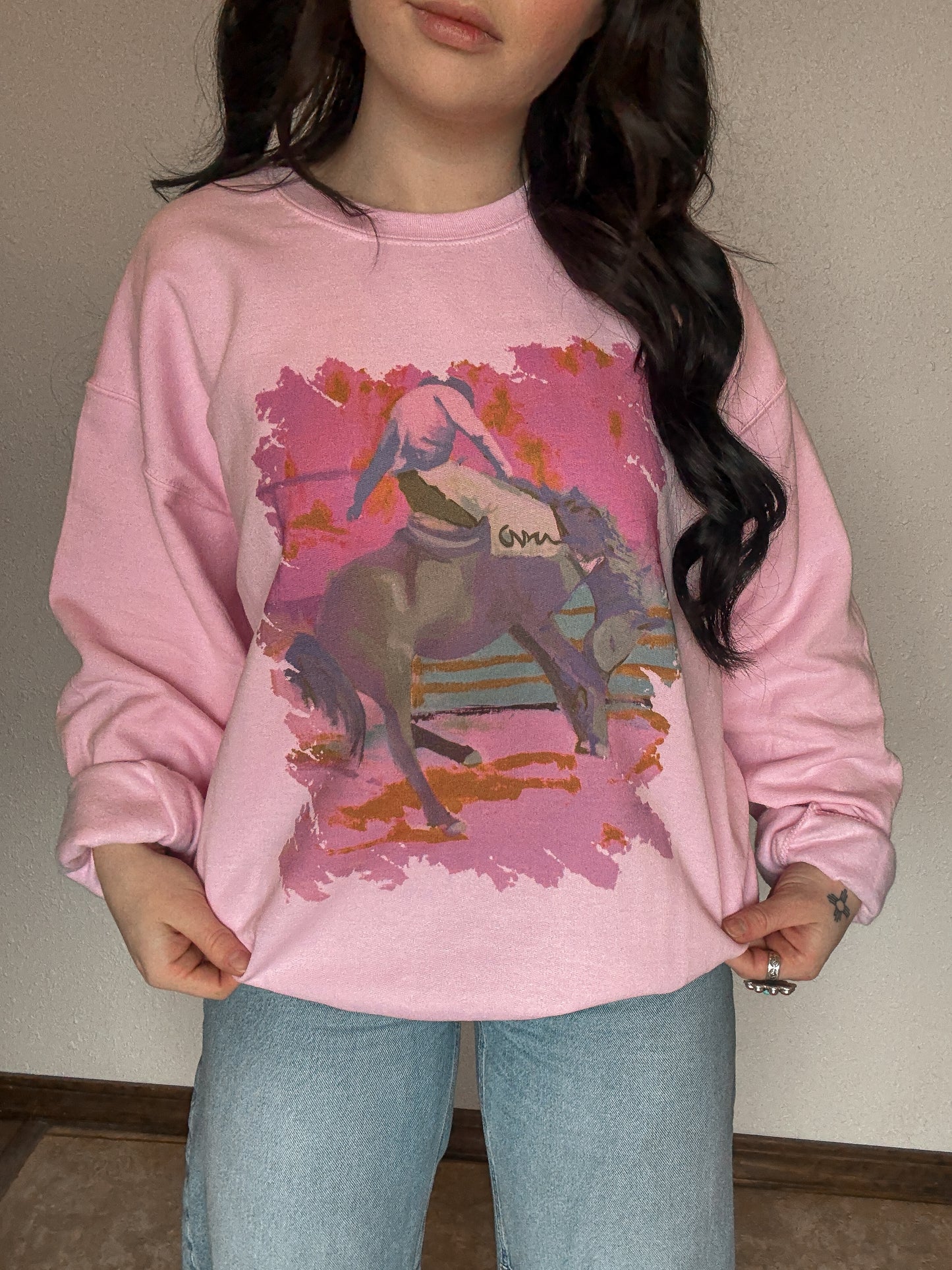 Watercolor Bronc Crewneck
