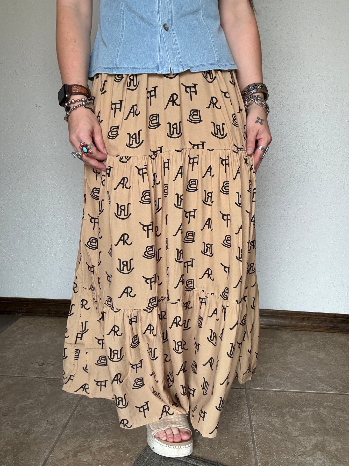 Cattle Brands Maxi Skirt