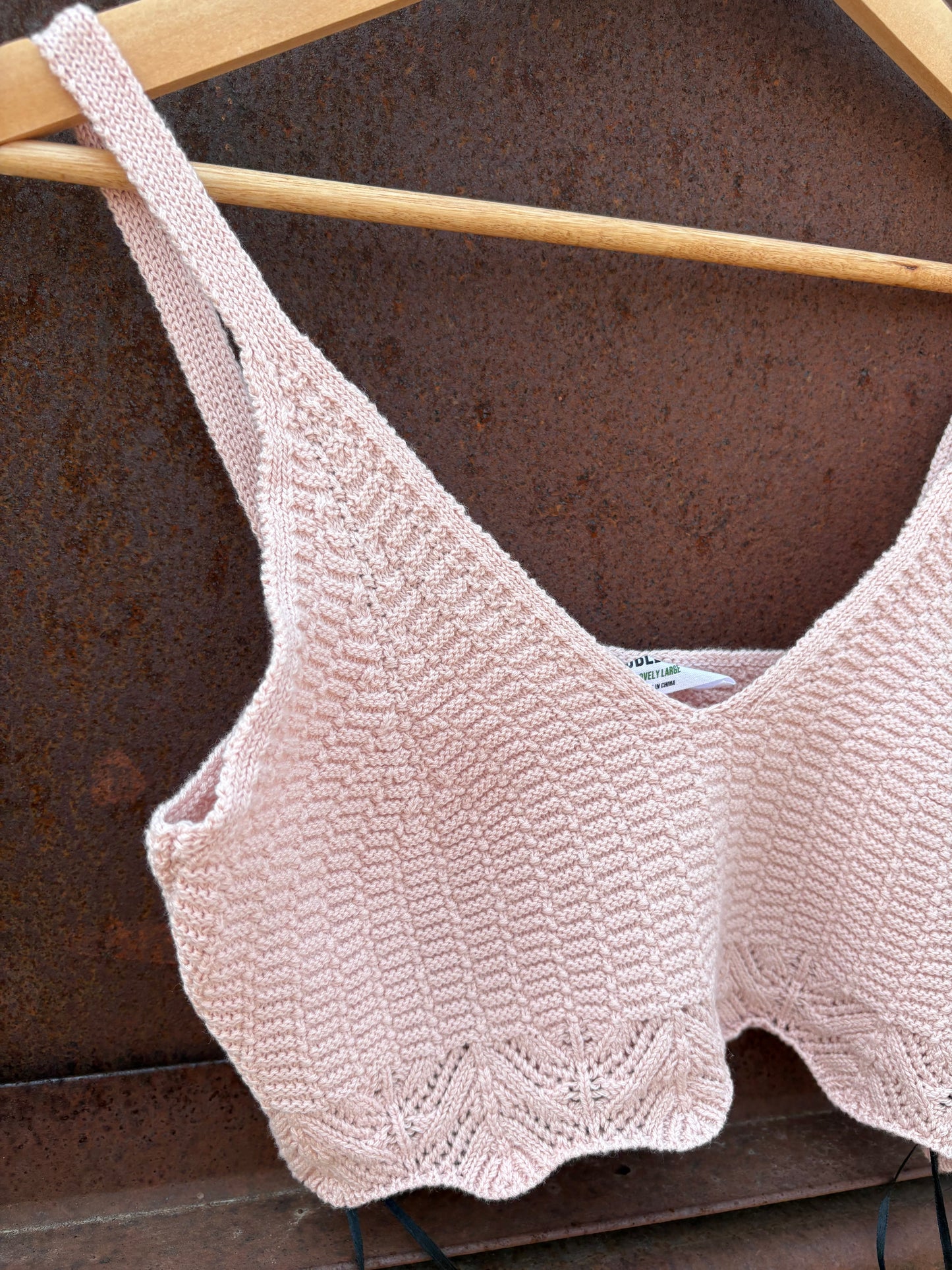 Crochet Knit Bralette: PASTEL PINK