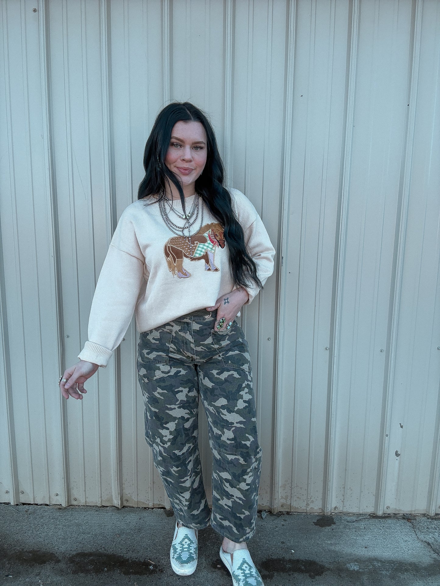 The Cowboy Camo Horseshoe Barrel Jean