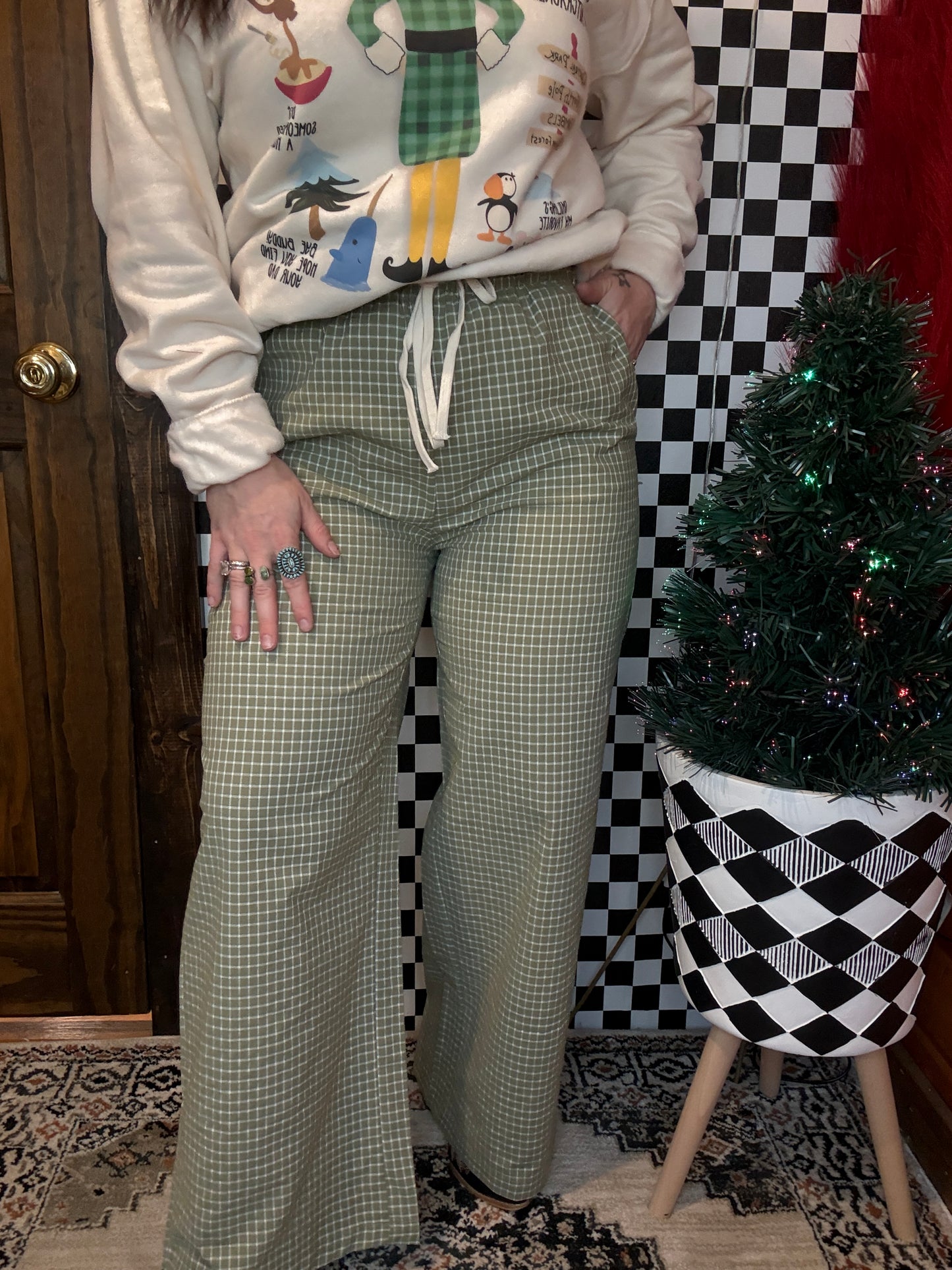 Green Gingham Pant