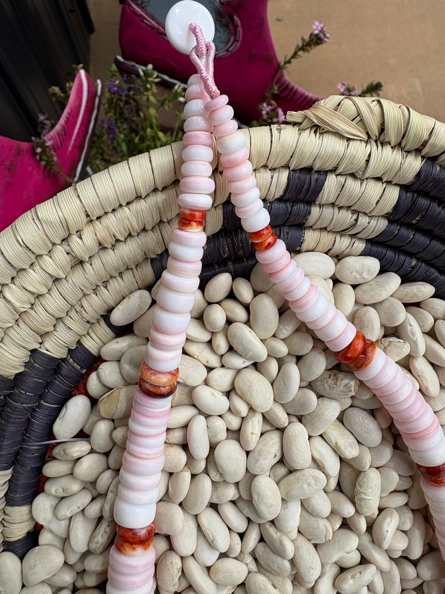 Pink Conch & Spiny Stone Necklace