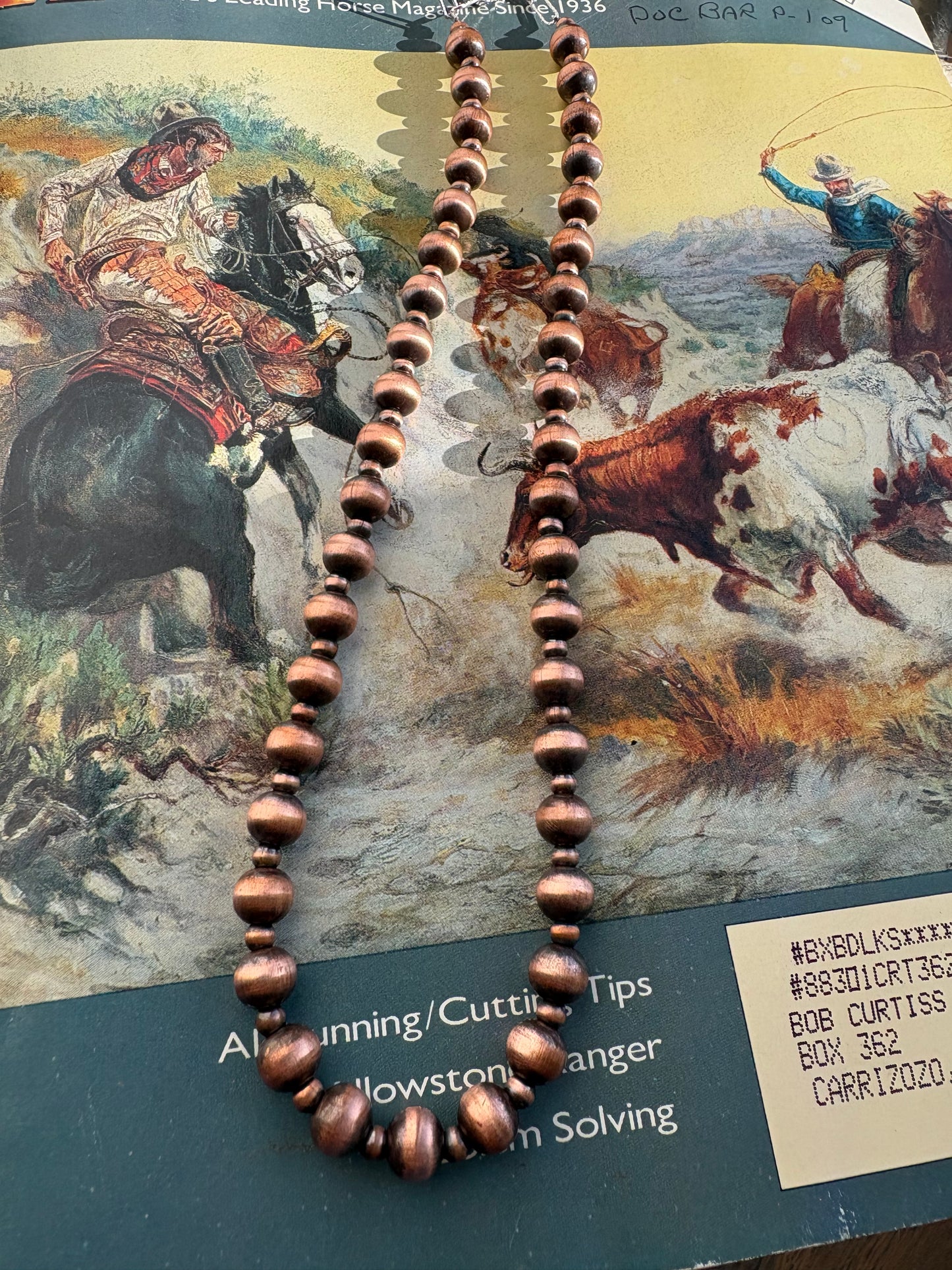 4mm & 8mm Copper Beaded Necklace 18”