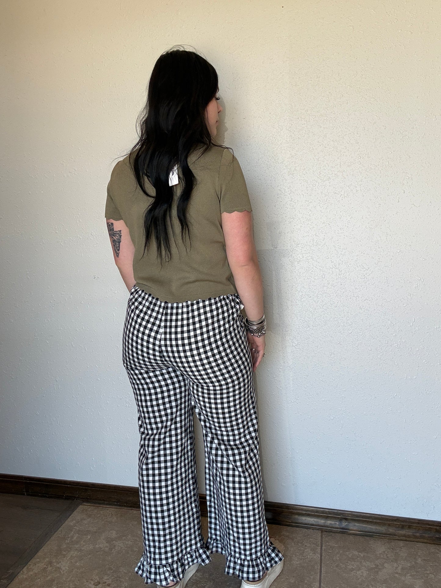 The Gringa Gingam Ruffle Pant *Lux