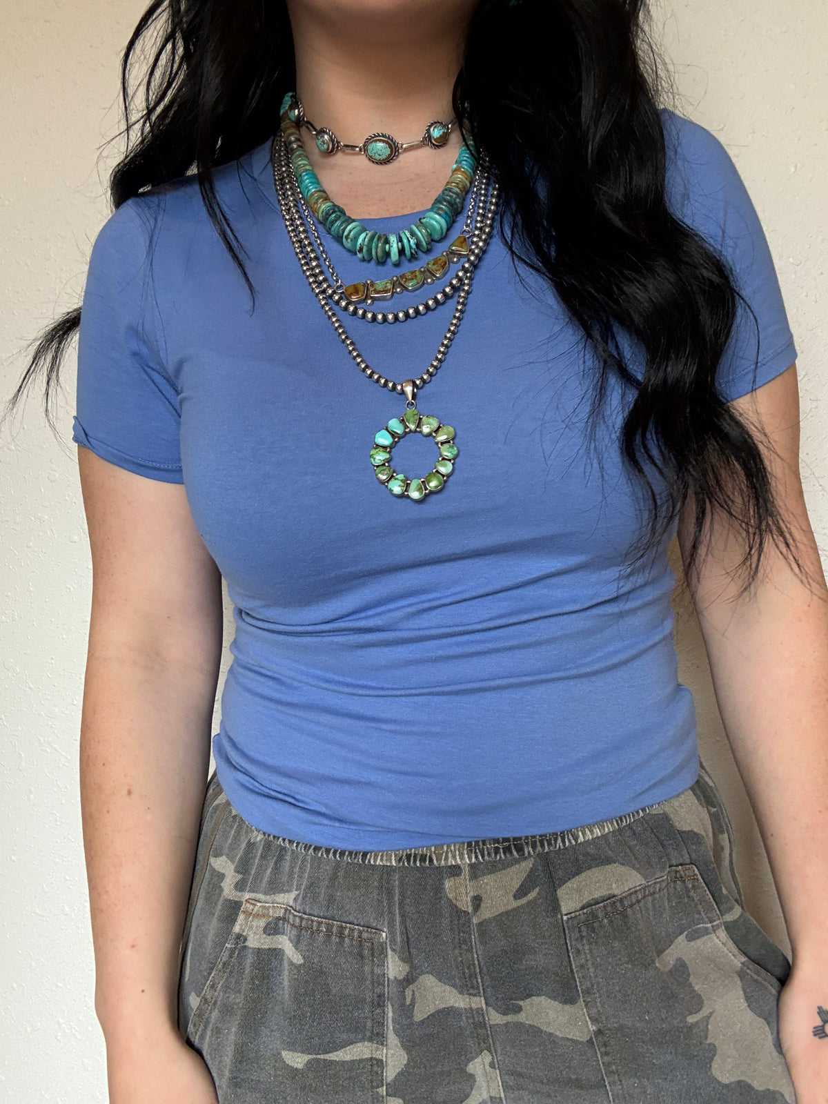 Short Sleeve Cotton Spandex Jersey Top *Blue