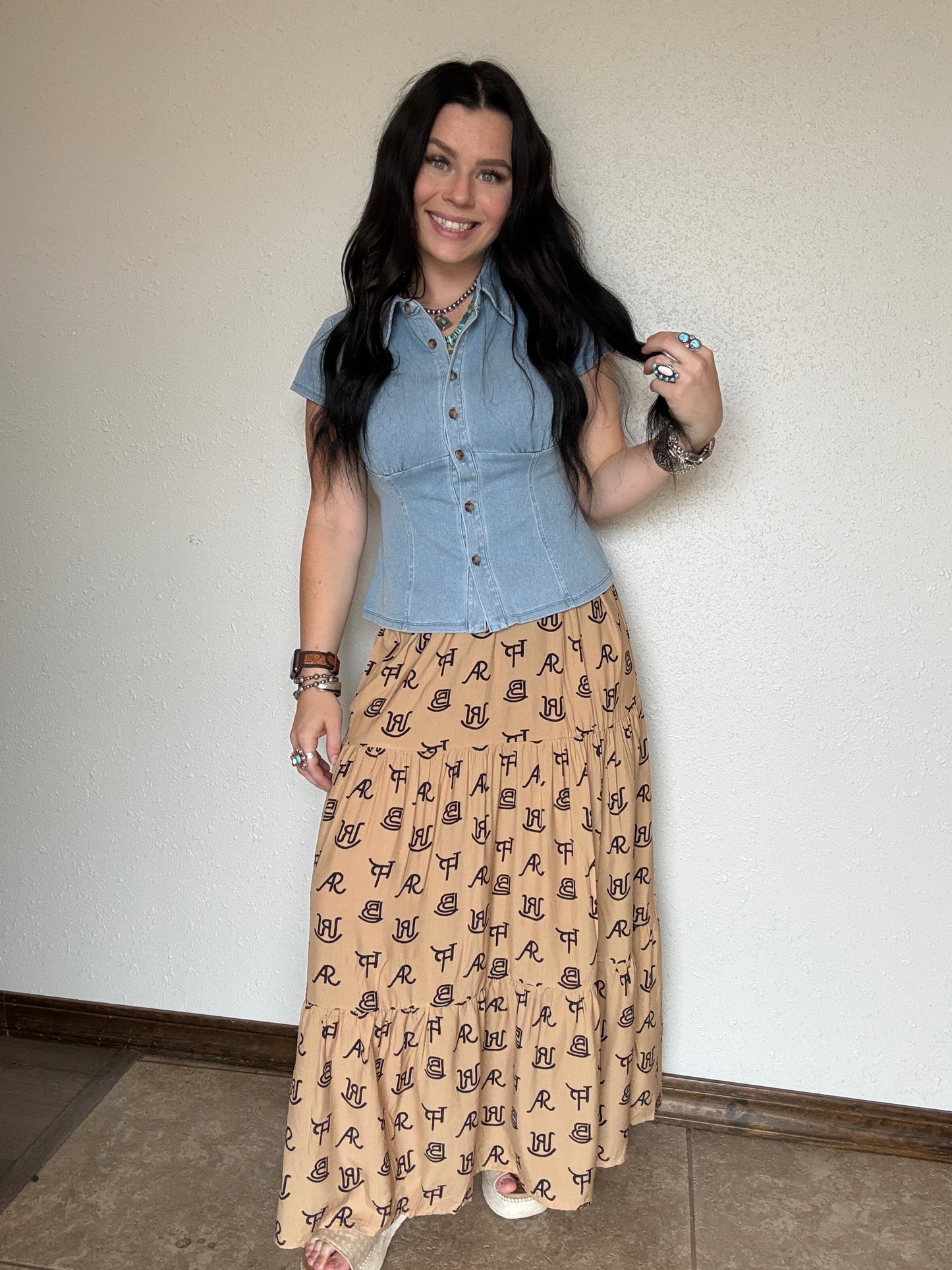 Cattle Brands Maxi Skirt