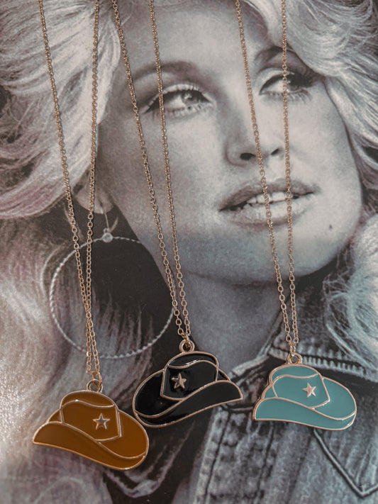 Gold Cowboy Hat Necklace