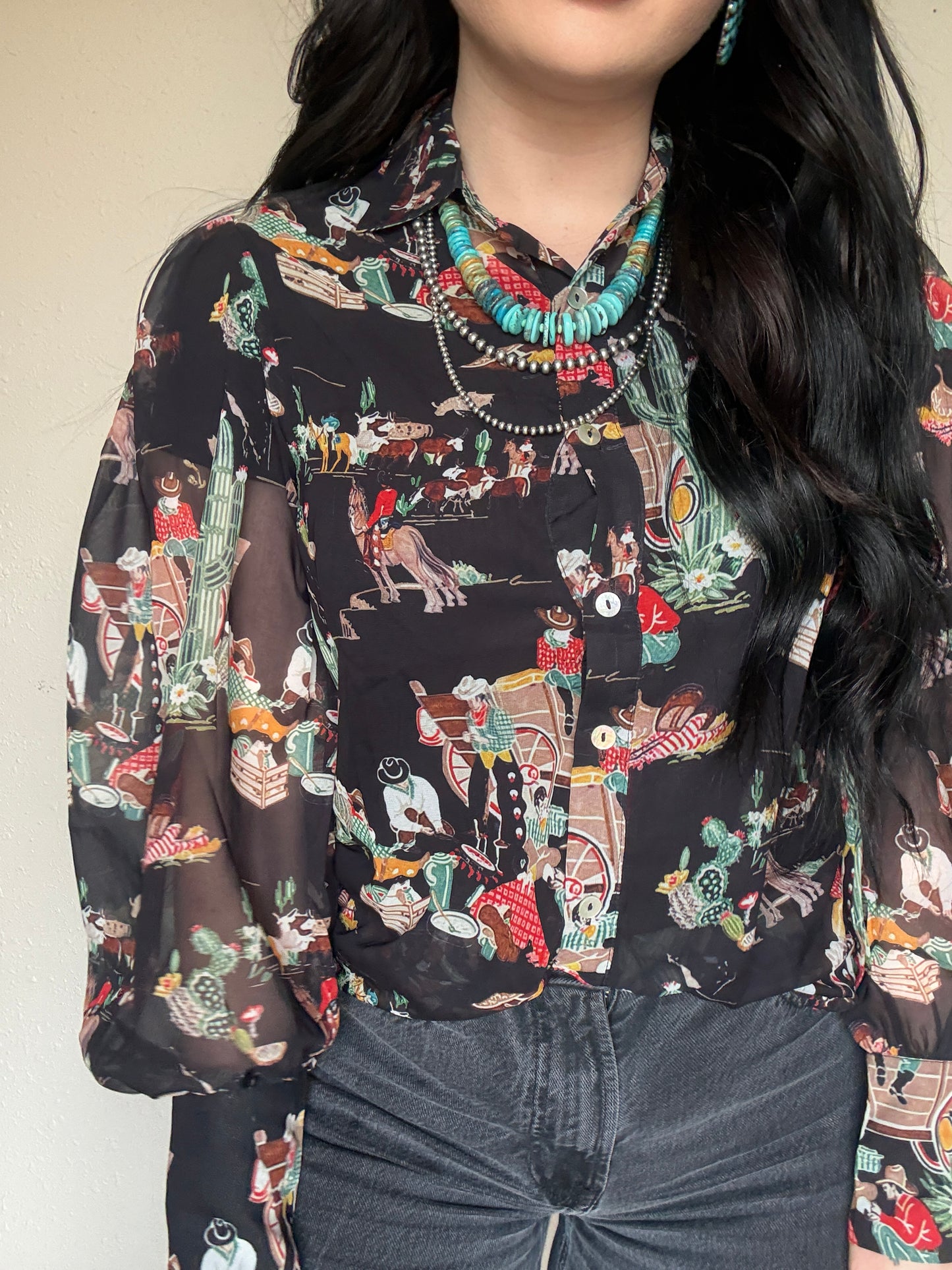 Wagon Wheel Mesh Blouse