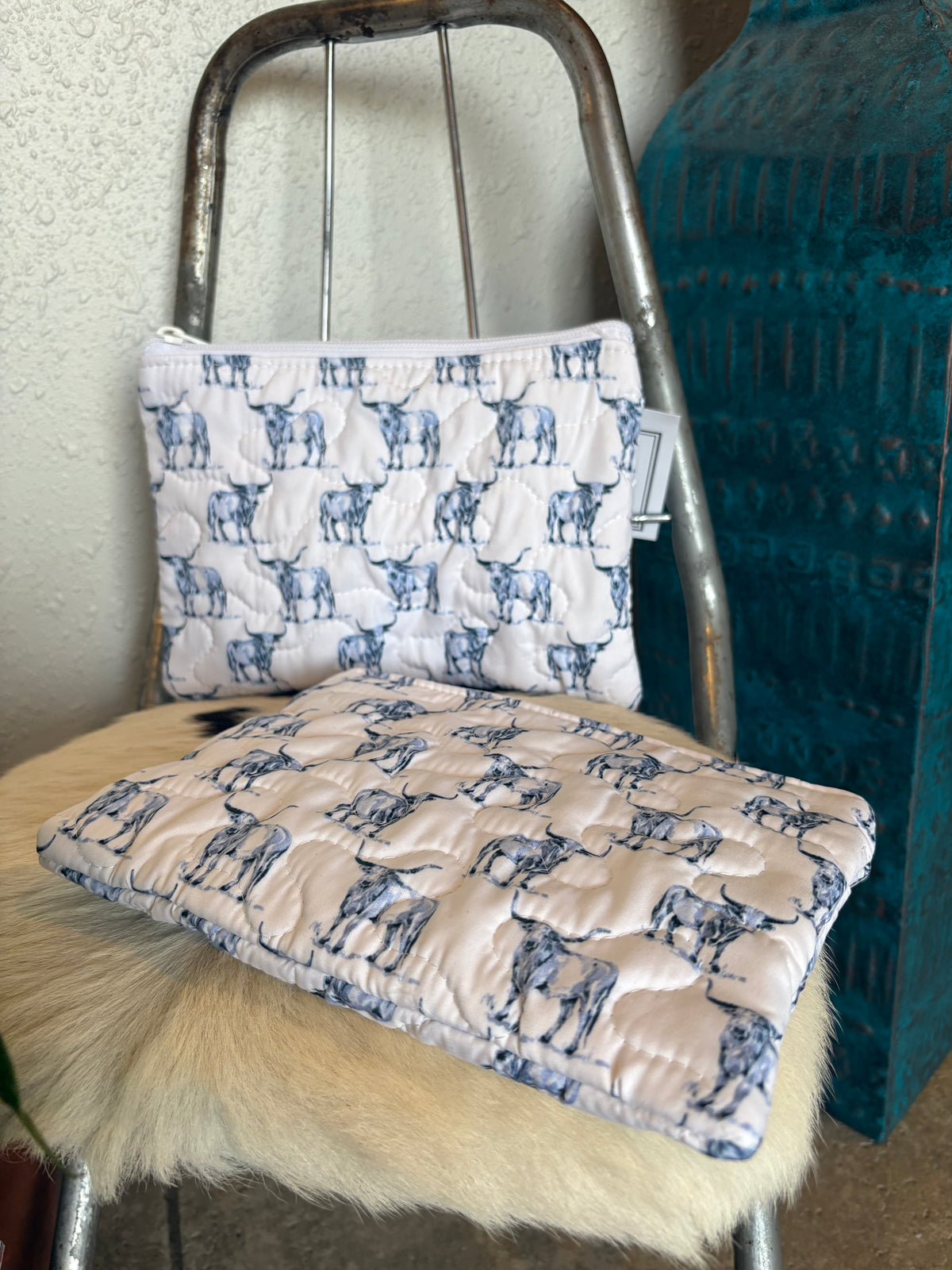 Longhorn Quilted Makeup Bag
