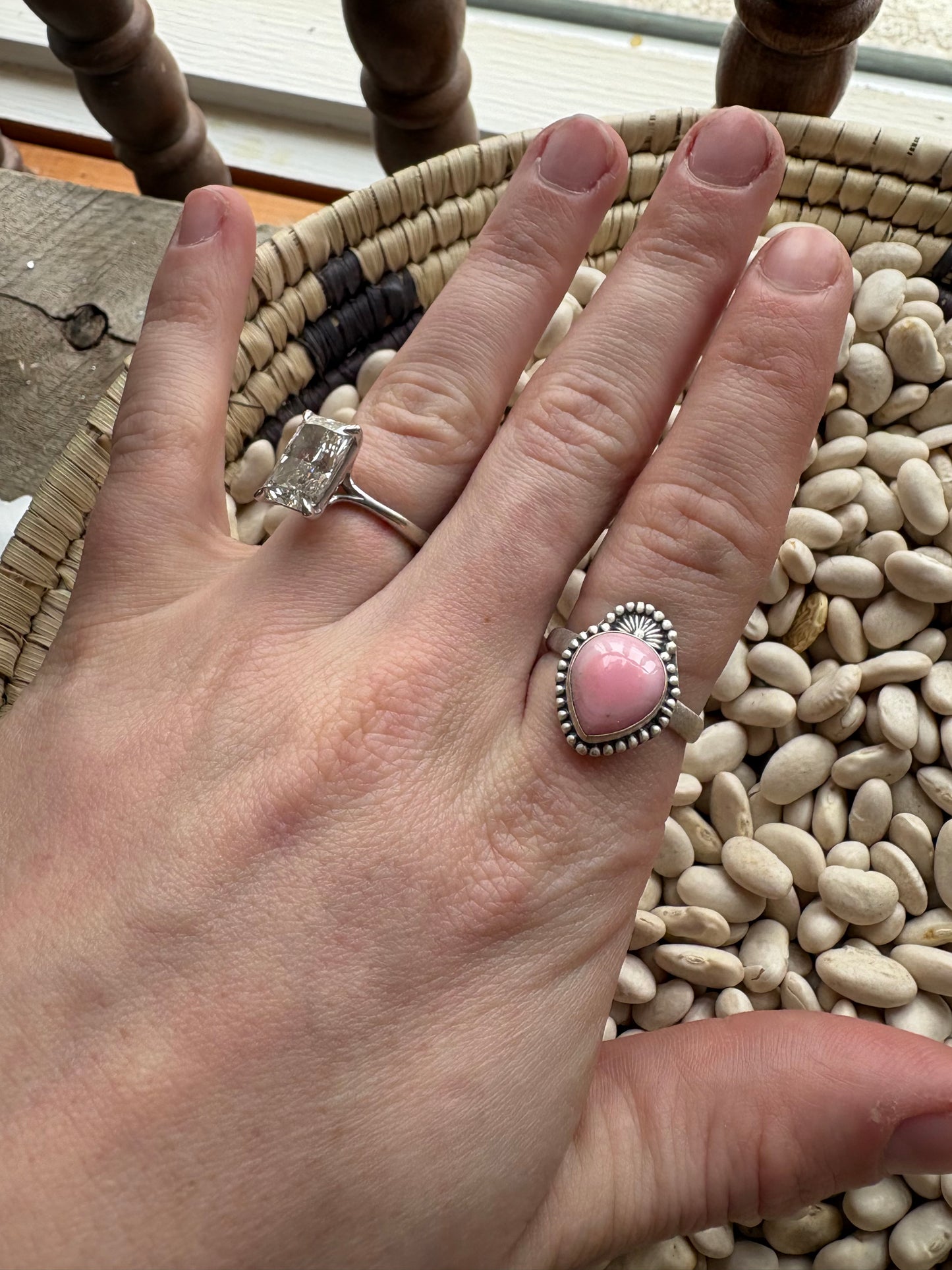 Pink Conch Adjustable Ring
