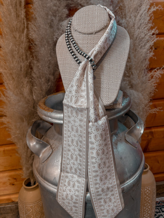 Grey Paisley Twilly