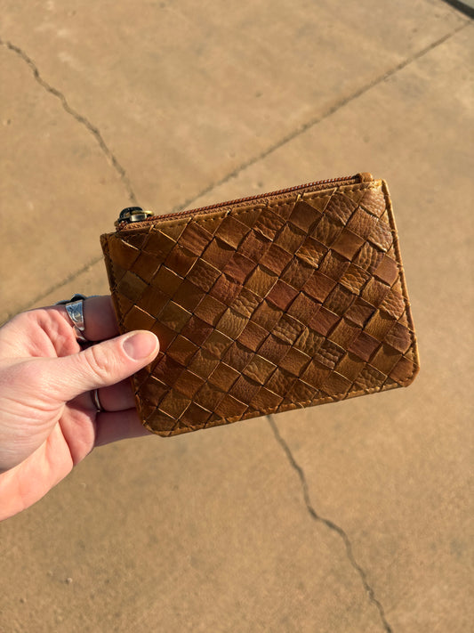 Woven Leather Card/Money Purse *Light